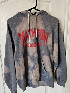 Death Row Records Hoodie Acid Wash Mens Large M | Hip Hop Rap Sweatshirt 90s Y2K